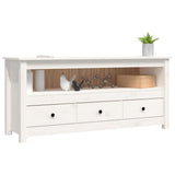 TV Cabinet White 114x35x52 cm Solid Wood Pine 821503