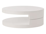 Round rotating coffee table with LED lights, 360&deg rotating tabletop, end table, double-layer sofa N605P387961W