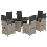 7 Piece Garden Dining Set with Cushions Light Grey Poly Rattan 3212498