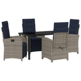 Garden Dining Set with Cushion 5 pcs Grey Poly Rattan 3380360