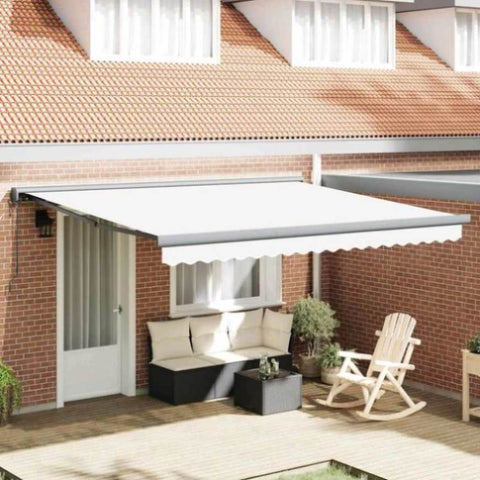 Retractable Awning Manual White 400 x 300 cm Fabric, Metal 3330636