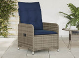 Reclining Garden Chair with Cushions Grey Poly Rattan 365684