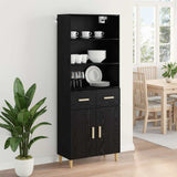 Highboard Black Oak 69.5 x 32.5 x 180 cm Engineered Wood 3416168