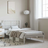 Metal Bed Frame without Mattress with Headboard White 100x190cm 372222
