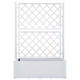 Garden Raised Bed with Trellis and Self Watering System White 313967