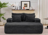 Chaise Lounge Chair Indoor, Plush Faux Fur Sleeper Sofa Couch Bed with Pillows & Wide Armrests, W5807P531941