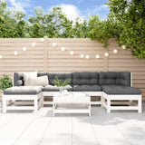 7 Piece Garden Lounge Set White Solid Wood Pine 3186362