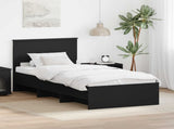 Bed Frame with Headboard Black 90 x 200 cm Engineered Wood 3408894