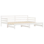 ZNTS Daybed with Trundle without Mattress White 90x200 cm Solid Wood 836148