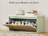 Boho Shoe Bench with Padded Seat and Flip-Drawer - Light Green T3398P377992