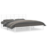 Metal Bed Frame without Mattress with Headboard White 193x203cm 355616