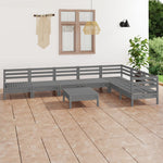 ZNTS 8 Piece Garden Lounge Set Solid Wood Pine Grey 3083021