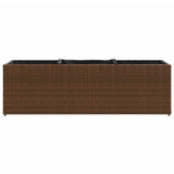 Garden Planter with 3 Pots Brown 105x30x32 cm Poly Rattan 366417