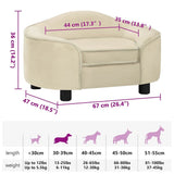 Dog Sofa Cream Plush, Solid Pinewood, Foam 67 x 47 x 36 cm 171090
