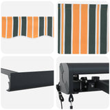 Retractable Awning Green and white 400 x 350 cm Fabric 3330844