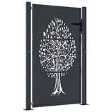 Garden Gate Anthracite 105x130 cm Steel Tree Design 153156