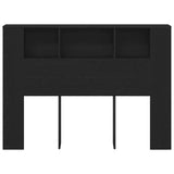 Headboard Cabinet with Storage Black Oak Engineered Wood 862758