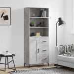 Highboard Concrete Grey 69.5x34x180 cm Engineered Wood 3190025
