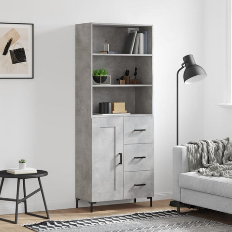 Highboard Concrete Grey 69.5x34x180 cm Engineered Wood 3190025