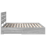 Bed Frame with Drawer Grey Sonoma 200 x 200 cm Engineered Wood 3411942