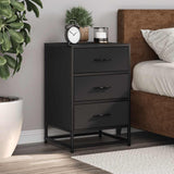 ZNTS Bedside Cabinet Black 40x34.5x60 cm Engineered Wood and Metal 848719