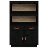 Highboard Black 67x40x108.5 cm Solid Wood Pine 820161