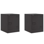 ZNTS Bedside Cabinets 2pcs Black 34.5x39x44 cm Steel 841608