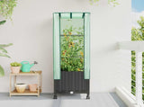 Garden Planter with Greenhouse Cover&Wheels Black PP 3422930