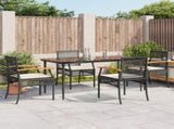 5 Piece Garden Dining Set with Cushions Black Poly Rattan 3213599