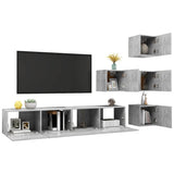 6 Piece TV Cabinet Set Concrete Grey Engineered Wood 3079141
