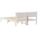 Bed Frame with Headboard White 140 x 190 cm Solid pine wood 872825