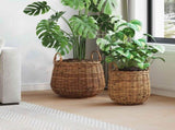 Planter Basket with Storage 2 pcs Brown Lacak Rattan 42020954