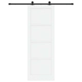 Sliding Door White and Black 83 x 232 cm Solid Pine Wood 3445464