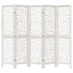Room Divider 5 Panels White Solid Wood Paulownia 358741