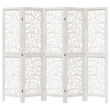 Room Divider 5 Panels White Solid Wood Paulownia 358741