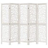 Room Divider 5 Panels White Solid Wood Paulownia 358741