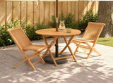 3 Piece Folding Garden Bistro Set Natural Solid Teak Wood 3434098