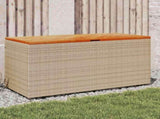 Garden Storage Box Beige 110x50x54 cm Poly Rattan Acacia Wood 365957
