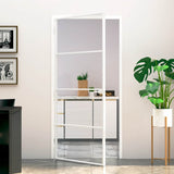 Interior Door White 93x201.5 cm Tempered Glass&Aluminium Slim 153668