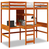 Loft Bed Frame without mattress Wax Brown 90x190cm Solid Wood Pine 3308549