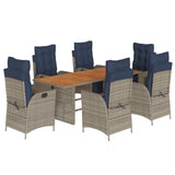 7 Piece Garden Dining Set with Cushions Grey Poly Rattan 3213376