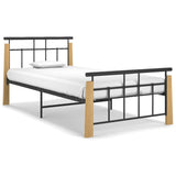 Bed Frame without Mattress Metal and Solid Oak Wood 100x200 cm 324898
