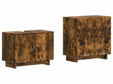 2 Piece Bathroom Cabinet Set EDE Smoked Oak Engineered Wood 3417581