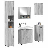 Bathroom Furniture Set with Drawer with Door 5 pcs Grey Sonoma 3392999