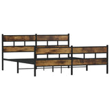 Metal Bed Frame without Mattress Smoked Oak 183x213 cm 3308467
