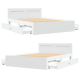 Bed Frame with Drawer 2 pcs White 137 x 188 cm Engineered Wood 3402857