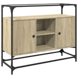 Sideboard with Glass Top Sonoma Oak 98x35x81 cm Engineered Wood 846070