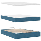 Ottoman Bed with Mattresses Dark Blue 140x200cm Velvet 3313479