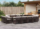 13 Piece Garden Dining Set with Cushions Brown Poly Rattan 3210861