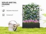 Outdoor Metal Planter, with Back Trellis - Black T3398P310900